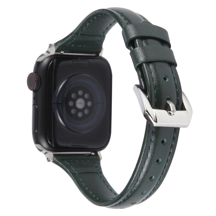 Genuine Leather Watch Band For Apple Watch Ultra 49mm&Watch Ultra 2 49mm / Series 9&8&7 45mm / SE 3&SE 2&6&SE&5&4 44mm / 3&2&1 42mm(Dark Green) by bashfashion