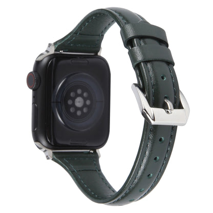 Genuine Leather Watch Band For Apple Watch Ultra 49mm&Watch Ultra 2 49mm / Series 9&8&7 45mm / SE 3&SE 2&6&SE&5&4 44mm / 3&2&1 42mm(Dark Green) by bashfashion