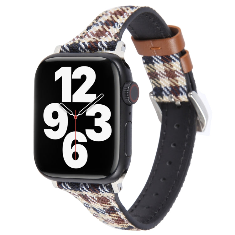 Genuine Leather Watch Band For Apple Watch Ultra 49mm&Watch Ultra 2 49mm / Series 9&8&7 45mm / SE 3&SE 2&6&SE&5&4 44mm / 3&2&1 42mm(Plaid) by bashfashion