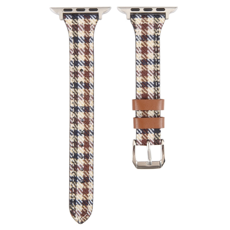 Genuine Leather Watch Band For Apple Watch Ultra 49mm&Watch Ultra 2 49mm / Series 9&8&7 45mm / SE 3&SE 2&6&SE&5&4 44mm / 3&2&1 42mm(Plaid) by bashfashion