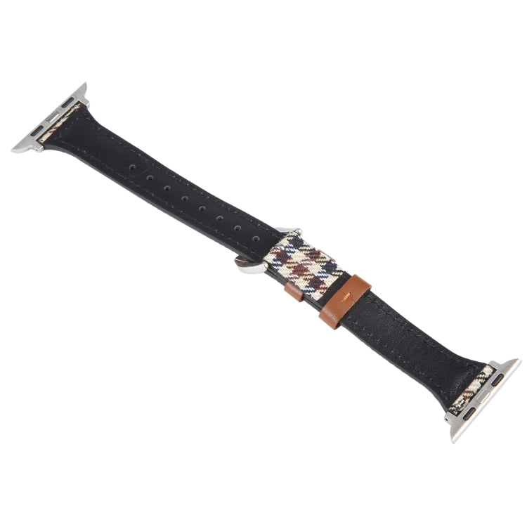 Genuine Leather Watch Band For Apple Watch Ultra 49mm&Watch Ultra 2 49mm / Series 9&8&7 45mm / SE 3&SE 2&6&SE&5&4 44mm / 3&2&1 42mm(Plaid) by bashfashion