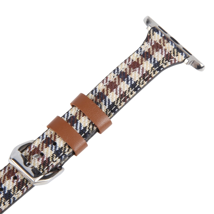 Genuine Leather Watch Band For Apple Watch Ultra 49mm&Watch Ultra 2 49mm / Series 9&8&7 45mm / SE 3&SE 2&6&SE&5&4 44mm / 3&2&1 42mm(Plaid) by bashfashion
