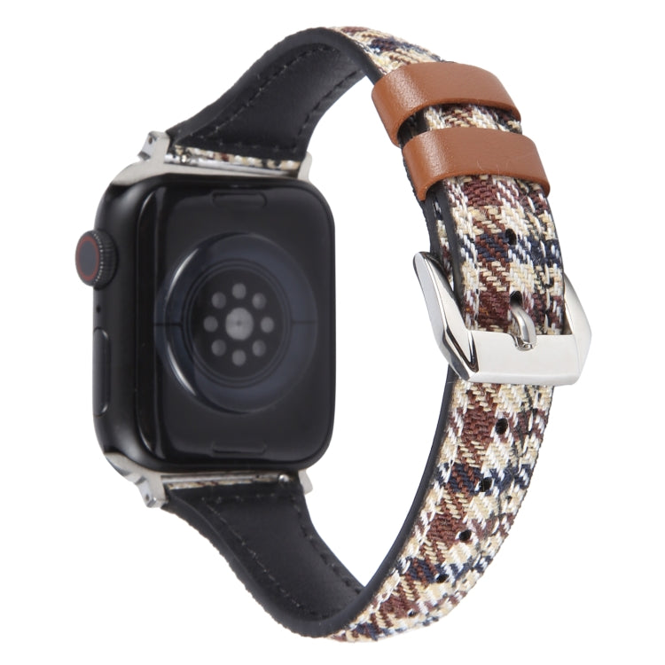 Genuine Leather Watch Band For Apple Watch Ultra 49mm&Watch Ultra 2 49mm / Series 9&8&7 45mm / SE 3&SE 2&6&SE&5&4 44mm / 3&2&1 42mm(Plaid) by bashfashion