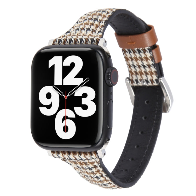 Genuine Leather Watch Band For Apple Watch Ultra 49mm&Watch Ultra 2 49mm / Series 9&8&7 45mm / SE 3&SE 2&6&SE&5&4 44mm / 3&2&1 42mm(Houndstooth) by bashfashion