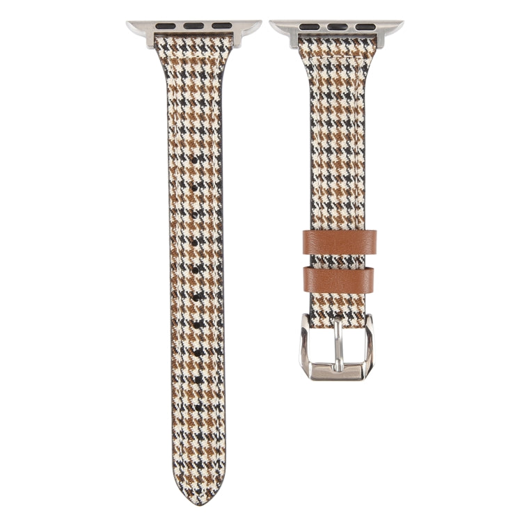 Genuine Leather Watch Band For Apple Watch Ultra 49mm&Watch Ultra 2 49mm / Series 9&8&7 45mm / SE 3&SE 2&6&SE&5&4 44mm / 3&2&1 42mm(Houndstooth) by bashfashion