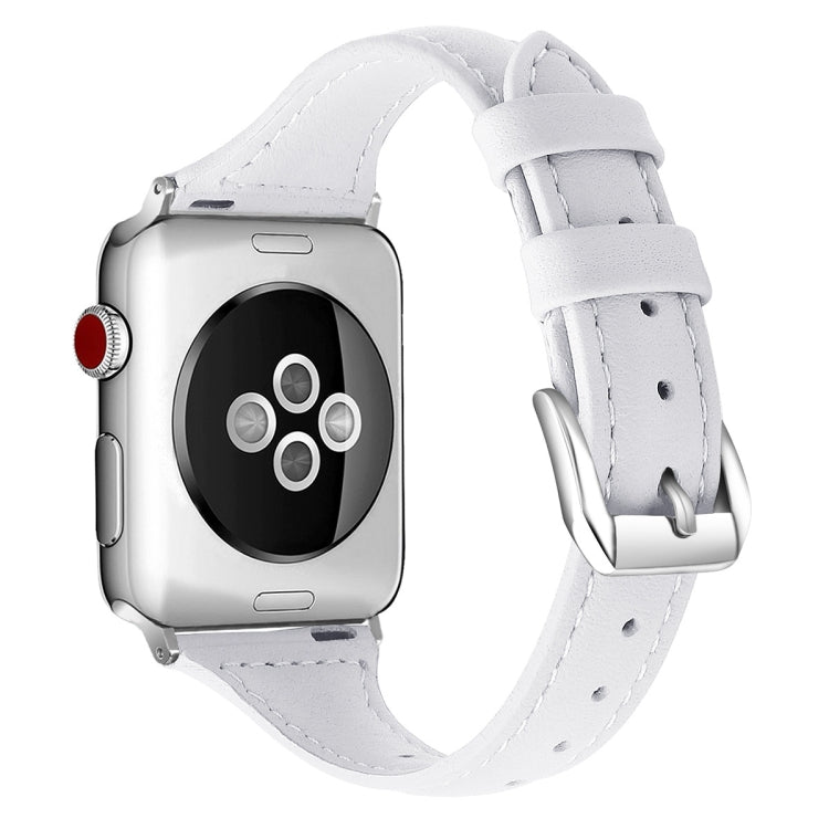 Genuine Leather Watch Band For Apple Watch Ultra 49mm / Series 8&7 45mm / SE 2&6&SE&5&4 44mm / 3&2&1 42mm(White) by bashfashion