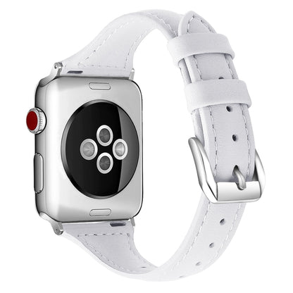 Genuine Leather Watch Band For Apple Watch Ultra 49mm / Series 8&7 45mm / SE 2&6&SE&5&4 44mm / 3&2&1 42mm(White) by bashfashion
