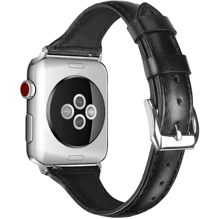 Genuine Leather Watch Band For Apple Watch Ultra 49mm / Series 8&7 45mm / SE 2&6&SE&5&4 44mm / 3&2&1 42mm(Black) by bashfashion