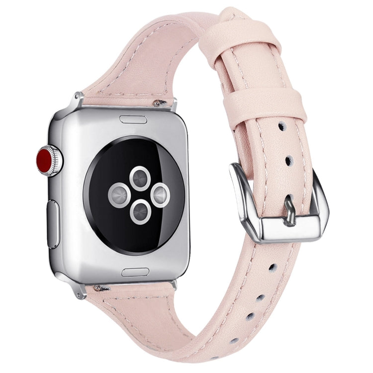 Genuine Leather Watch Band For Apple Watch Ultra 49mm / Series 8&7 45mm / SE 2&6&SE&5&4 44mm / 3&2&1 42mm(Pink) by bashfashion