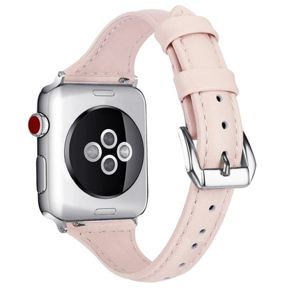 Genuine Leather Watch Band For Apple Watch Ultra 49mm / Series 8&7 45mm / SE 2&6&SE&5&4 44mm / 3&2&1 42mm(Pink) by bashfashion