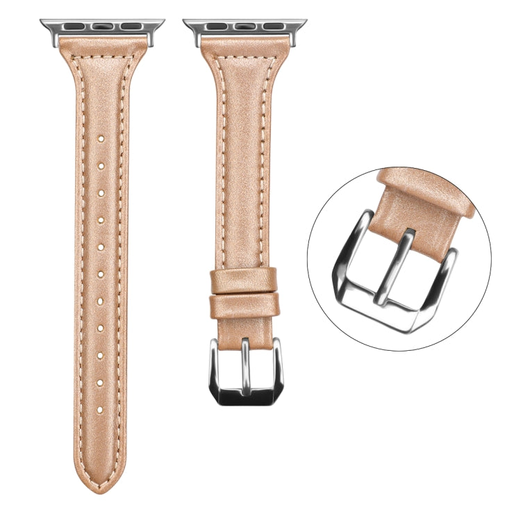 Genuine Leather Watch Band For Apple Watch Ultra 49mm&Watch Ultra 2 49mm / Series 9&8&7 45mm / SE 3&SE 2&6&SE&5&4 44mm / 3&2&1 42mm(Pink Gold) by bashfashion