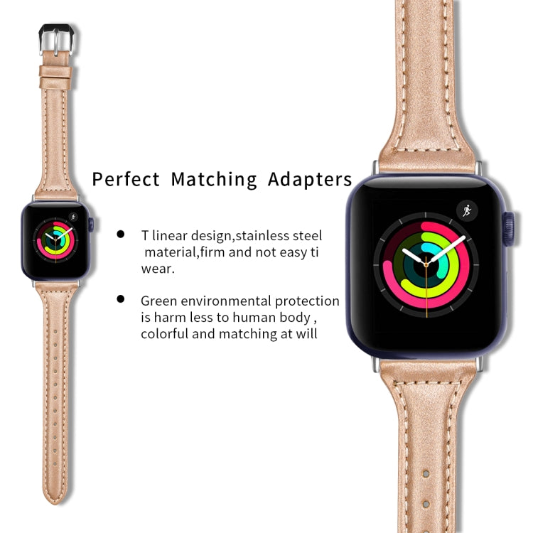 Genuine Leather Watch Band For Apple Watch Ultra 49mm&Watch Ultra 2 49mm / Series 9&8&7 45mm / SE 3&SE 2&6&SE&5&4 44mm / 3&2&1 42mm(Pink Gold) by bashfashion