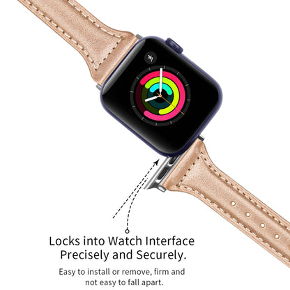 Genuine Leather Watch Band For Apple Watch Ultra 49mm&Watch Ultra 2 49mm / Series 9&8&7 45mm / SE 3&SE 2&6&SE&5&4 44mm / 3&2&1 42mm(Pink Gold) by bashfashion