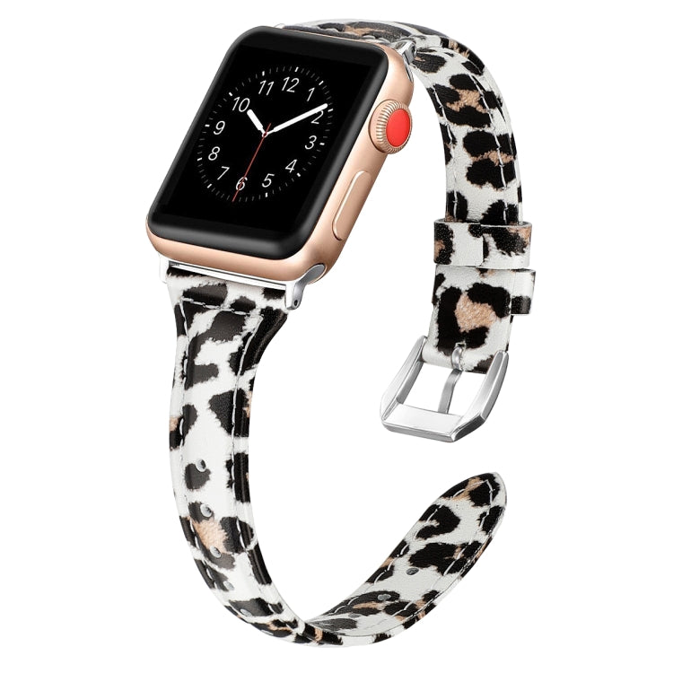 Genuine Leather Watch Band For Apple Watch Ultra 49mm&Watch Ultra 2 49mm / Series 9&8&7 45mm / SE 3&SE 2&6&SE&5&4 44mm / 3&2&1 42mm(Yellow Leopard Print) by bashfashion