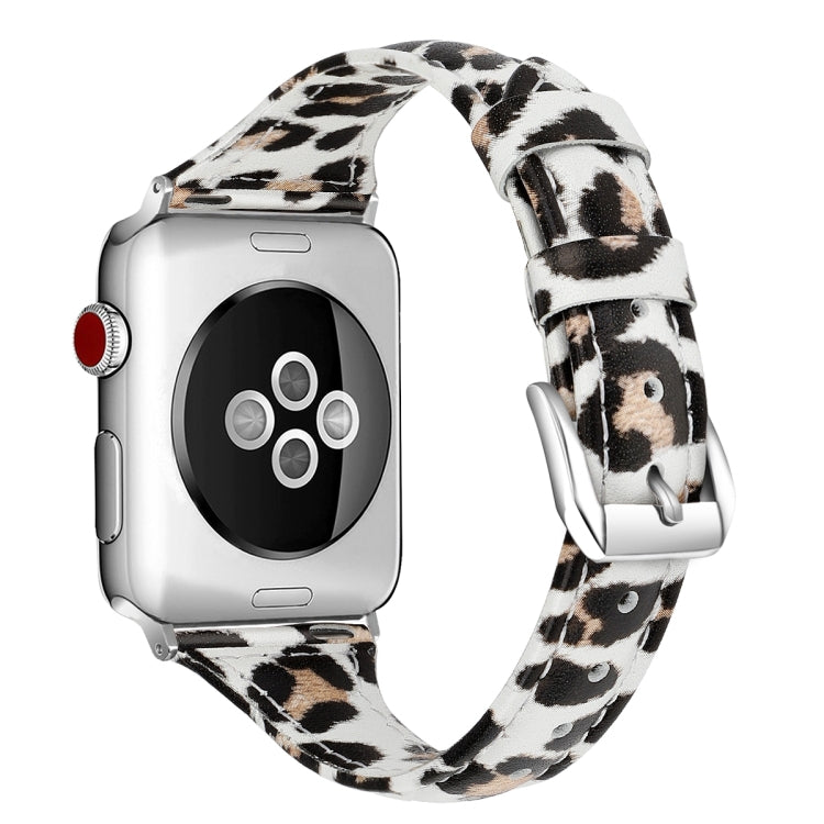 Genuine Leather Watch Band For Apple Watch Ultra 49mm&Watch Ultra 2 49mm / Series 9&8&7 45mm / SE 3&SE 2&6&SE&5&4 44mm / 3&2&1 42mm(Yellow Leopard Print) by bashfashion