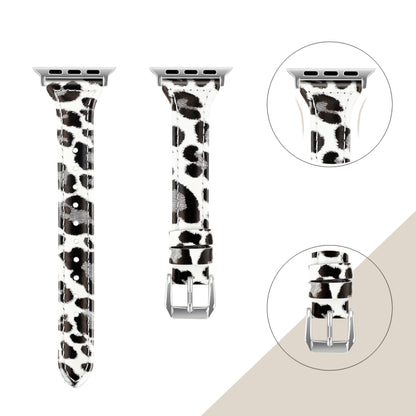 Genuine Leather Watch Band For Apple Watch Ultra 49mm&Watch Ultra 2 49mm / Series 9&8&7 45mm / SE 3&SE 2&6&SE&5&4 44mm / 3&2&1 42mm(Grey Leopard Print) by bashfashion