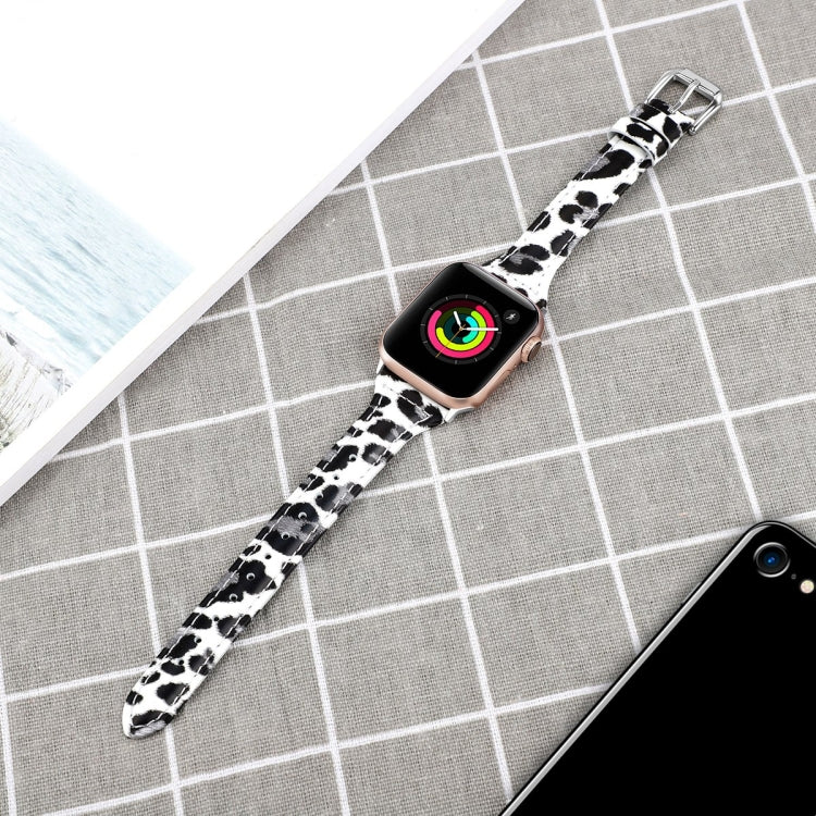 Genuine Leather Watch Band For Apple Watch Ultra 49mm&Watch Ultra 2 49mm / Series 9&8&7 45mm / SE 3&SE 2&6&SE&5&4 44mm / 3&2&1 42mm(Grey Leopard Print) by bashfashion