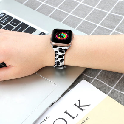 Genuine Leather Watch Band For Apple Watch Ultra 49mm&Watch Ultra 2 49mm / Series 9&8&7 45mm / SE 3&SE 2&6&SE&5&4 44mm / 3&2&1 42mm(Grey Leopard Print) by bashfashion