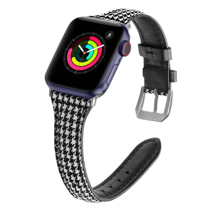 Genuine Leather Watch Band For Apple Watch Ultra 49mm&Watch Ultra 2 49mm / Series 9&8&7 45mm / SE 3&SE 2&6&SE&5&4 44mm / 3&2&1 42mm(Houndstooth) by bashfashion