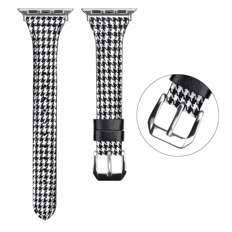 Genuine Leather Watch Band For Apple Watch Ultra 49mm&Watch Ultra 2 49mm / Series 9&8&7 45mm / SE 3&SE 2&6&SE&5&4 44mm / 3&2&1 42mm(Houndstooth) by bashfashion
