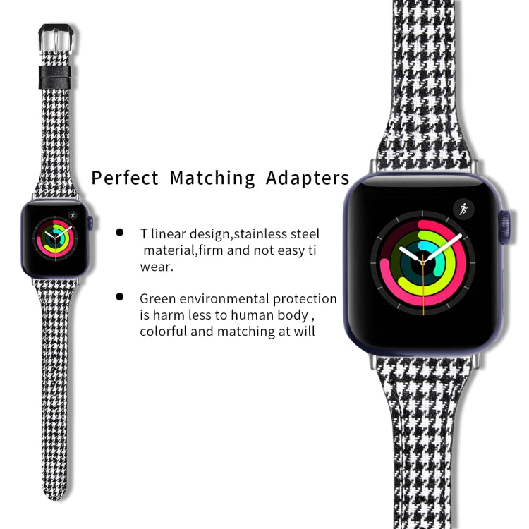 Genuine Leather Watch Band For Apple Watch Ultra 49mm&Watch Ultra 2 49mm / Series 9&8&7 45mm / SE 3&SE 2&6&SE&5&4 44mm / 3&2&1 42mm(Houndstooth) by bashfashion