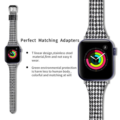 Genuine Leather Watch Band For Apple Watch Ultra 49mm&Watch Ultra 2 49mm / Series 9&8&7 45mm / SE 3&SE 2&6&SE&5&4 44mm / 3&2&1 42mm(Houndstooth) by bashfashion