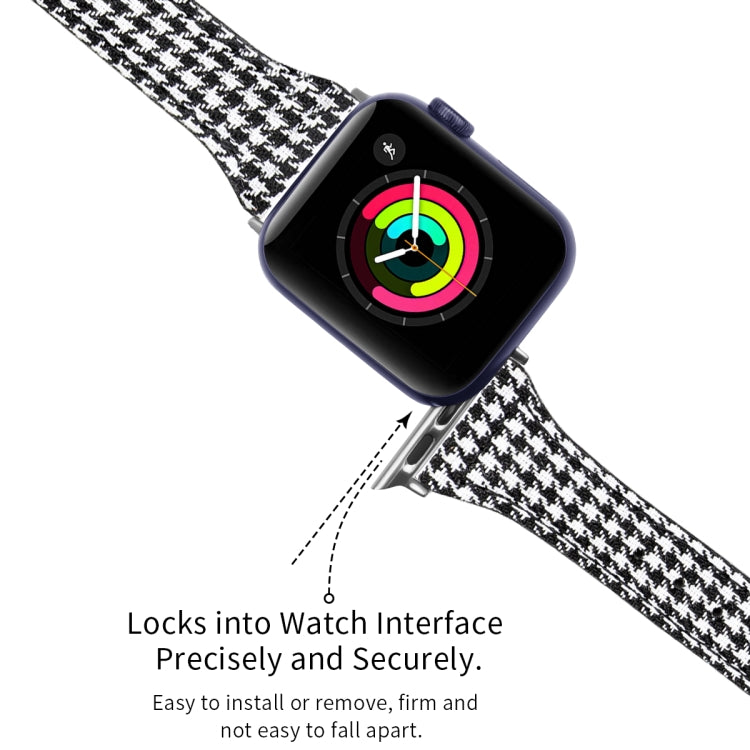Genuine Leather Watch Band For Apple Watch Ultra 49mm&Watch Ultra 2 49mm / Series 9&8&7 45mm / SE 3&SE 2&6&SE&5&4 44mm / 3&2&1 42mm(Houndstooth) by bashfashion