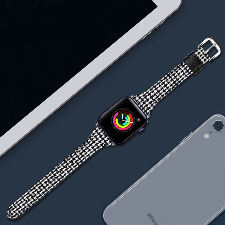 Genuine Leather Watch Band For Apple Watch Ultra 49mm&Watch Ultra 2 49mm / Series 9&8&7 45mm / SE 3&SE 2&6&SE&5&4 44mm / 3&2&1 42mm(Houndstooth) by bashfashion