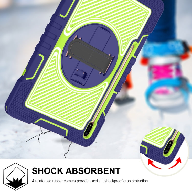 For Samsung Galaxy Tab A7 Lite 360 Degree Rotation Contrast Color Silicone + PC Tablet Case(Navy Blue+Yellow Green) by bashfashion