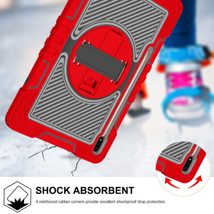 For Samsung Galaxy Tab A7 Lite 360 Degree Rotation Contrast Color Silicone + PC Tablet Case(Red+Black) by bashfashion