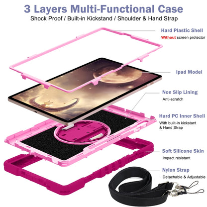 For Samsung Galaxy Tab A7 Lite 360 Degree Rotation Contrast Color Silicone + PC Tablet Case(Rose Red+Pink) by bashfashion