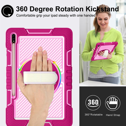 For Samsung Galaxy Tab A7 Lite 360 Degree Rotation Contrast Color Silicone + PC Tablet Case(Rose Red+Pink) by bashfashion