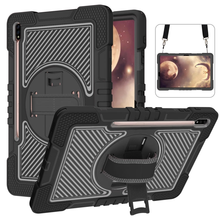 For Samsung Galaxy Tab A7 Lite 360 Degree Rotation Contrast Color Silicone + PC Tablet Case(Black) by bashfashion