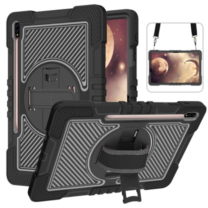 For Samsung Galaxy Tab A7 Lite 360 Degree Rotation Contrast Color Silicone + PC Tablet Case(Black) by bashfashion