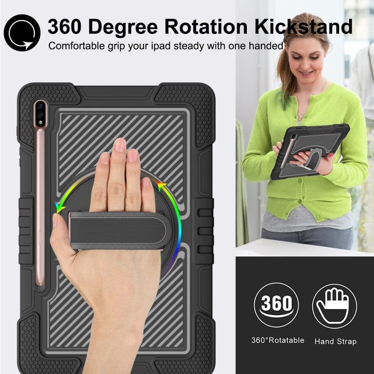 For Samsung Galaxy Tab A7 Lite 360 Degree Rotation Contrast Color Silicone + PC Tablet Case(Black) by bashfashion