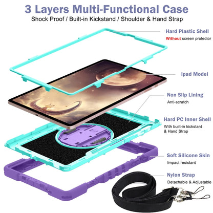For Samsung Galaxy Tab A7 Lite 360 Degree Rotation Contrast Color Silicone + PC Tablet Case(Purple+Mint Green) by bashfashion