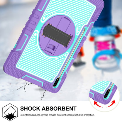 For Samsung Galaxy Tab A7 Lite 360 Degree Rotation Contrast Color Silicone + PC Tablet Case(Purple+Mint Green) by bashfashion