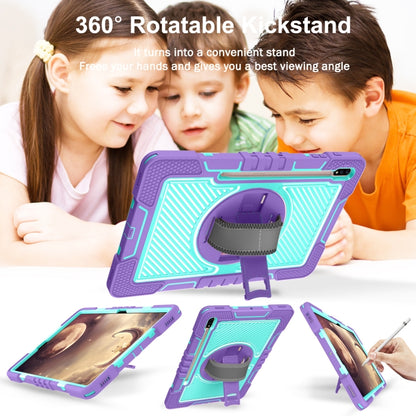 For Samsung Galaxy Tab A7 Lite 360 Degree Rotation Contrast Color Silicone + PC Tablet Case(Purple+Mint Green) by bashfashion