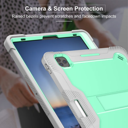 For iPad Pro 12.9 2022 / 2021 / 2020 / 2018 Silicone + PC Shockproof Tablet Case(Mint Green+Grey) by bashfashion