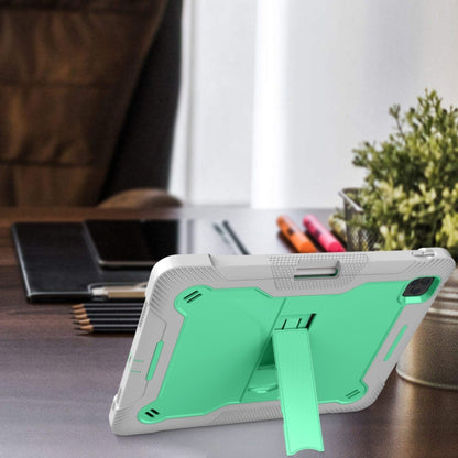 For iPad Pro 12.9 2022 / 2021 / 2020 / 2018 Silicone + PC Shockproof Tablet Case(Mint Green+Grey) by bashfashion