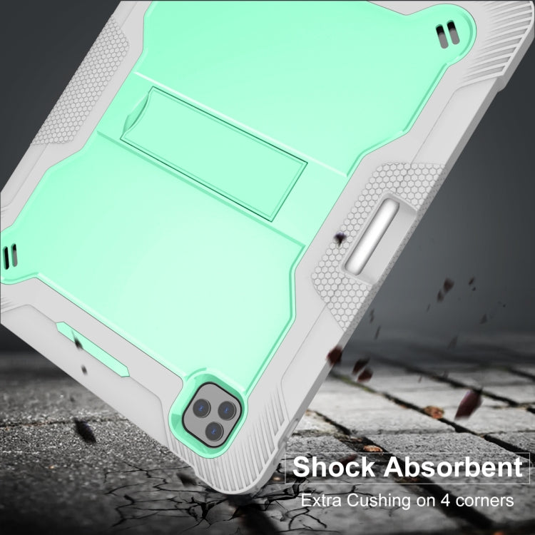 For iPad Pro 12.9 2022 / 2021 / 2020 / 2018 Silicone + PC Shockproof Tablet Case(Mint Green+Grey) by bashfashion