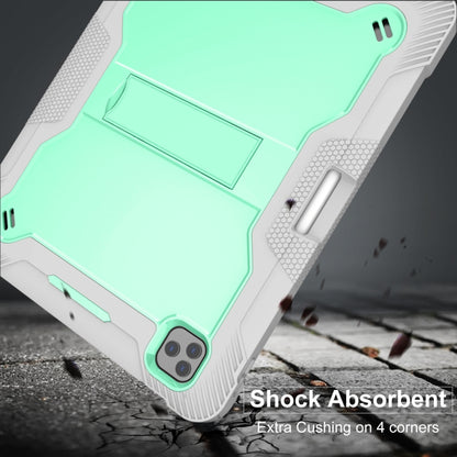 For iPad Pro 12.9 2022 / 2021 / 2020 / 2018 Silicone + PC Shockproof Tablet Case(Mint Green+Grey) by bashfashion
