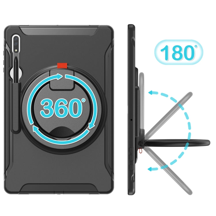 For Samsung Galaxy Tab S10 Ultra / S9 Ultra / S8 Ultra 360 Rotation Handle Grip TPU + PC Tablet Case(Black) by bashfashion