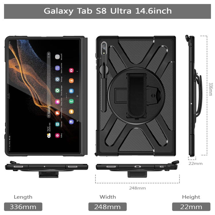 For Samsung Galaxy Tab S10 Ultra / S9 Ultra / S8 Ultra Rotary Grab TPU + PC Tablet Case(Black) by bashfashion