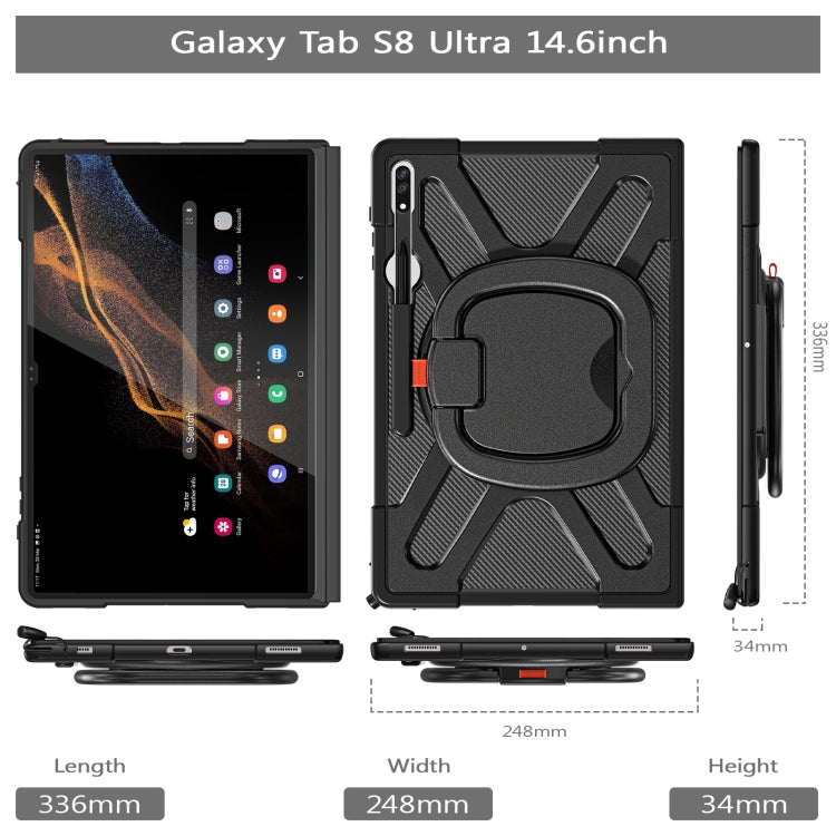 For Samsung Galaxy Tab S10 Ultra / S9 Ultra / S8 Ultra Rotary Handle Grip TPU + PC Tablet Case(Black) by bashfashion