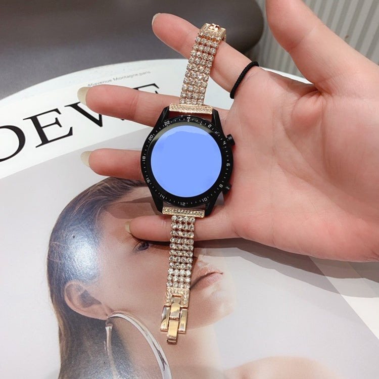 20mm Universal Four-Row Diamond Metal Watch Band(Rose Gold) by bashfashion