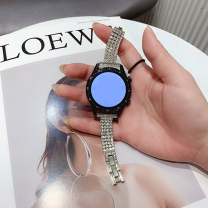 22mm Universal Four-Row Diamond Metal Watch Band(Silver) by bashfashion