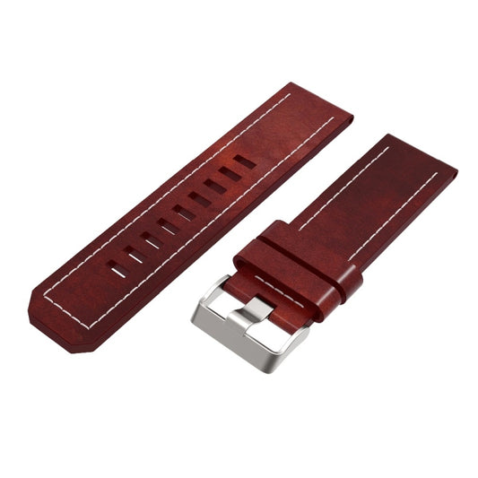 For Garmin Fenix 5X (With sewing thread) Quick-release Leather Watch Band(Brown) by bashfashion