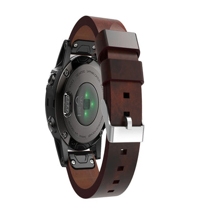 For Garmin Fenix 5 Quick Release Leather Watch Band(Brown) by bashfashion