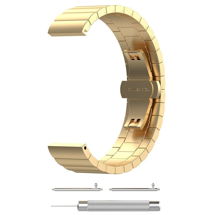 For Garmin Forerunner 245 Stainless Steel Watch Band & Butterfly Buckle(Golden) by bashfashion
